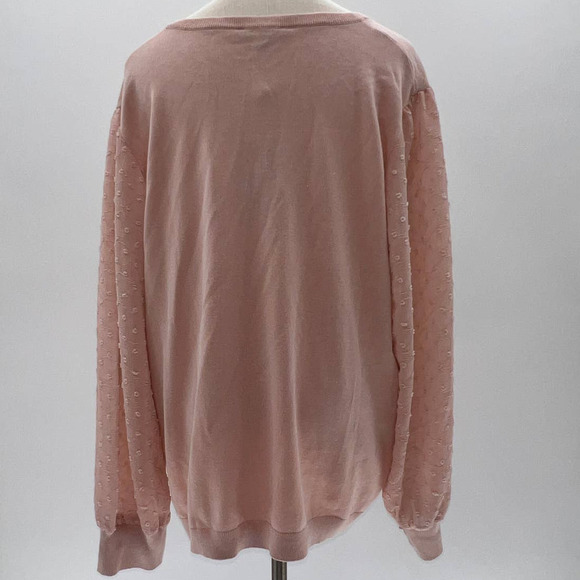 Adrianna Papell Plus Size Blush Pink V-Neck Sheer Sleeve Sweater NWT- 1X - Picture 3 of 9